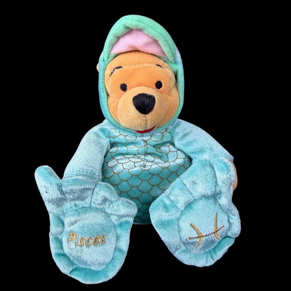 Disney Store Pisces Winnie The Pooh Plush Zodiac Bean Bag 8" Fish Costume TAGS